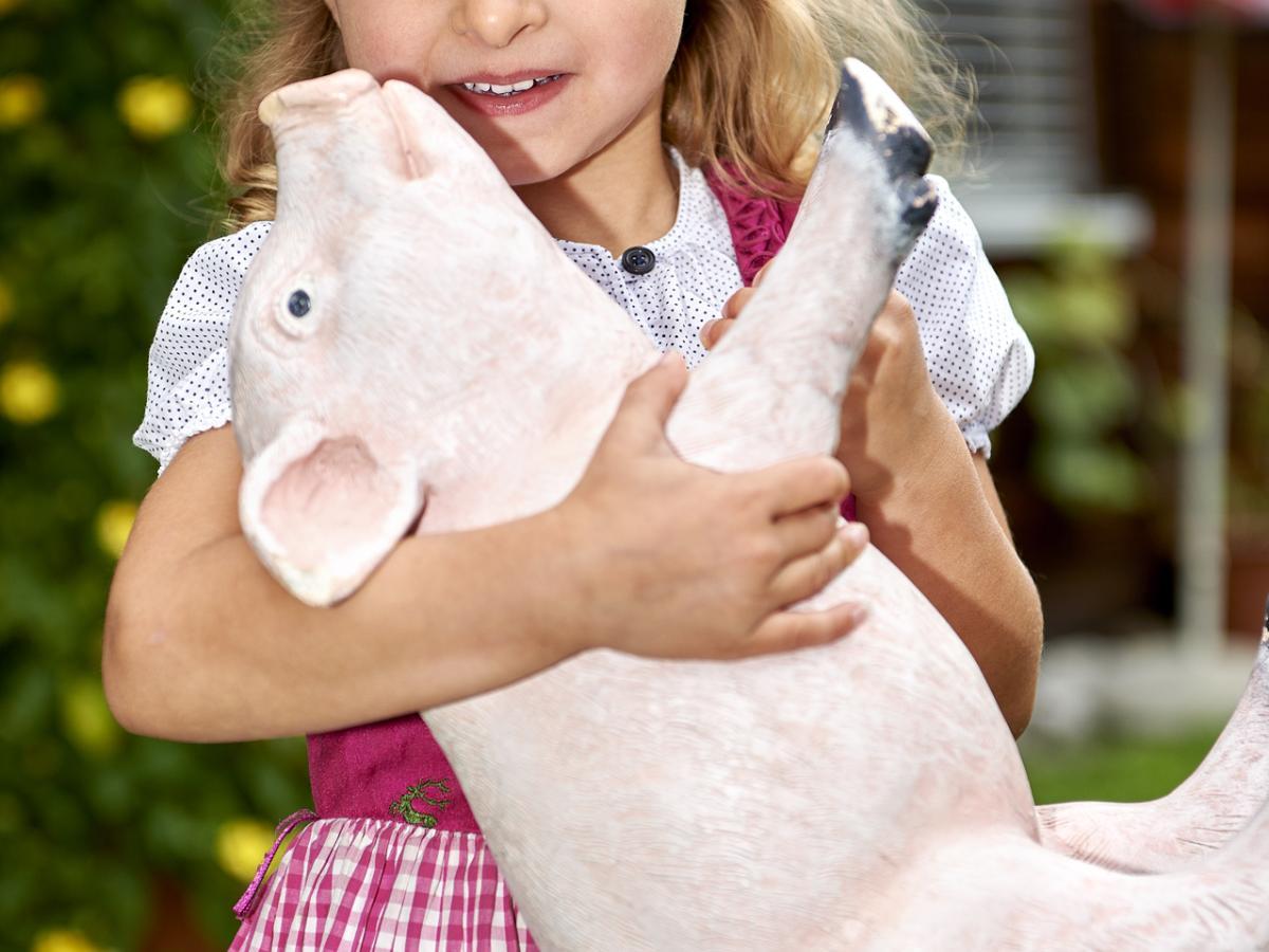 Kind mit Schwein